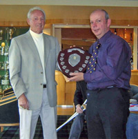 Don Shepherd presenting the 2007 trophy to 2007 winner Phil Hopkins 